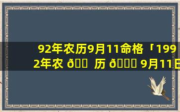 92年农历9月11命格「1992年农 🐠 历 🐕 9月11日是阳历多少号」